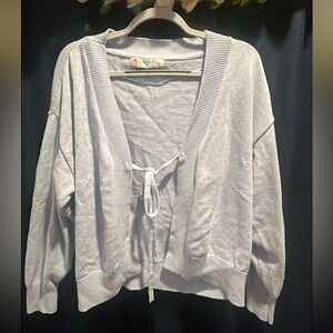 Free People Beach Light Blue Tie Front Cropped Cardigan Sweater Small